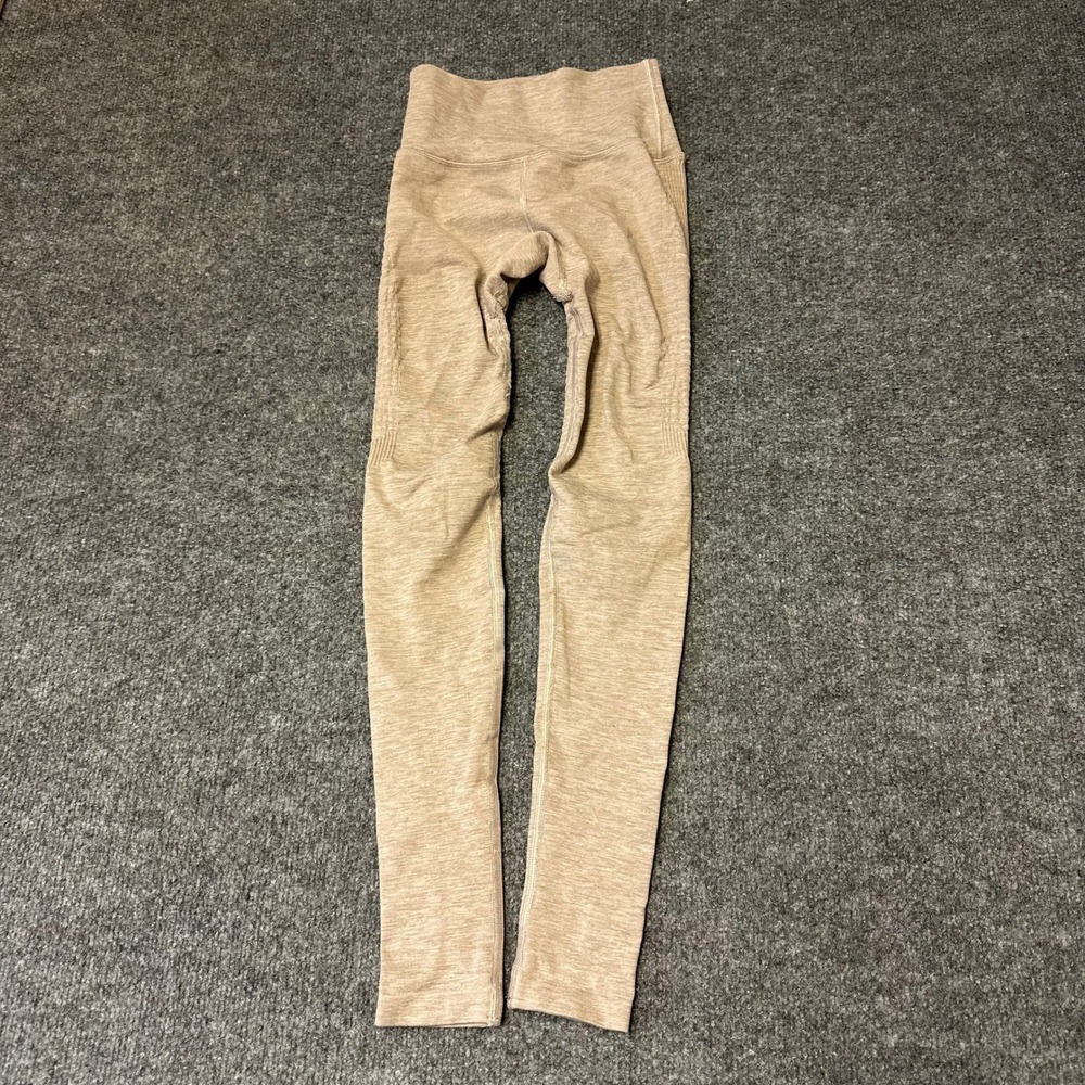 Alphalete Leggings Womens Size XS Tan Marl Seamless High Waist Compression Gym